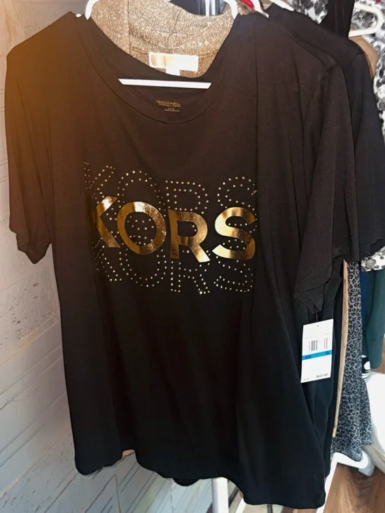 Michael Kors Black Tee with Gold Logo