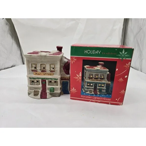 Vintage Holiday Traditions Porcelain House With Plug in Light Christmas Decor