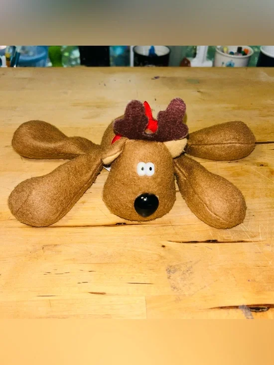 Vintage Hallmark Christmas Rodney Reindeer Brown Bean Bag Stuffed Plush 5
