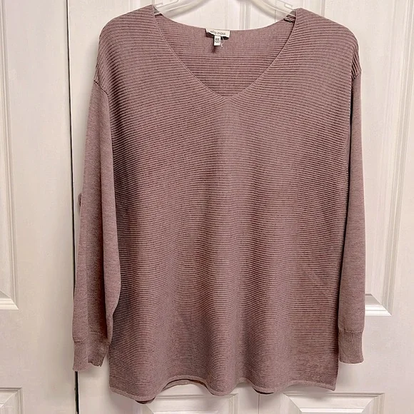 Ella Moss Lilac Purple V Neck Drop Shoulder Long Sleeve Sweater Size XXL