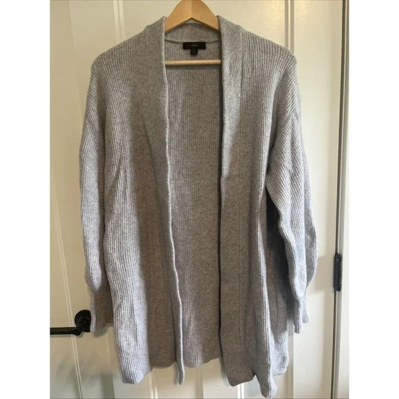 J Crew Cardigan Long Sweater Wool Blend Gray Women's Medium‎