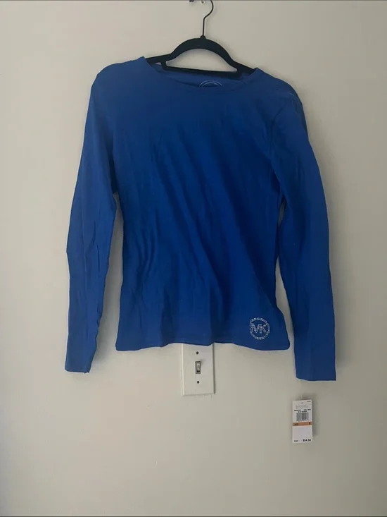 Michael Kors Long-Sleeve Blue Top
