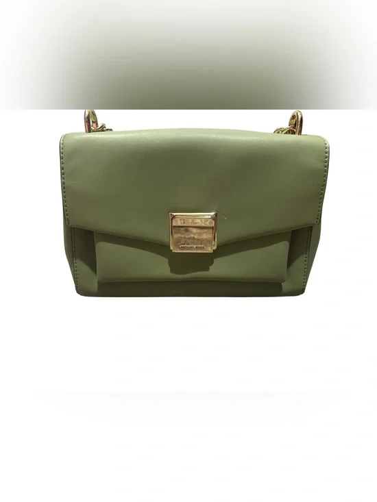 Michael Kors Sage Green Leather Shoulder Bag with Gold Hardware