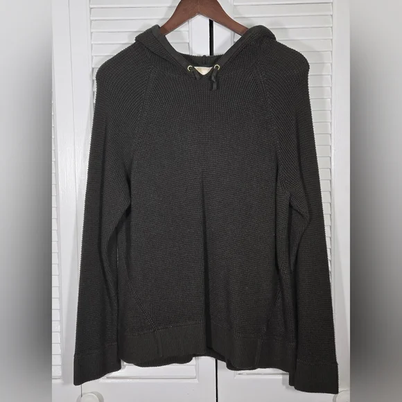 Michael Kors Waffle Weave Pullover Long Sleeve Olive Green Hoodie Sz XL