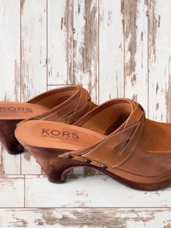 Vintage Michael Kors Brown Leather Clog Mules
