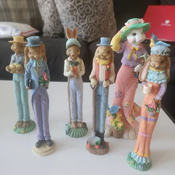Colorful Rabbit Figurine Set