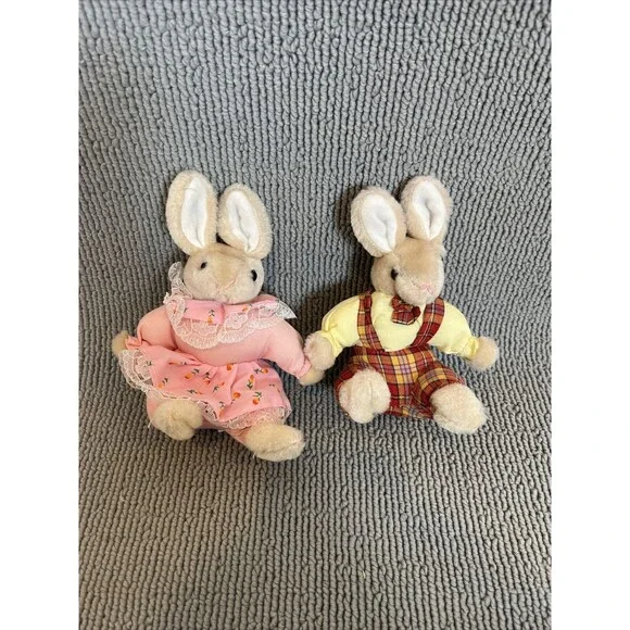 Vintage Mr. &‎ Mrs. Stuffed Easter Bunny Pink Couple 5