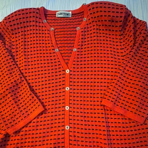 San Remo cardigan sweater and matching tank red with‎ black size XL vintage