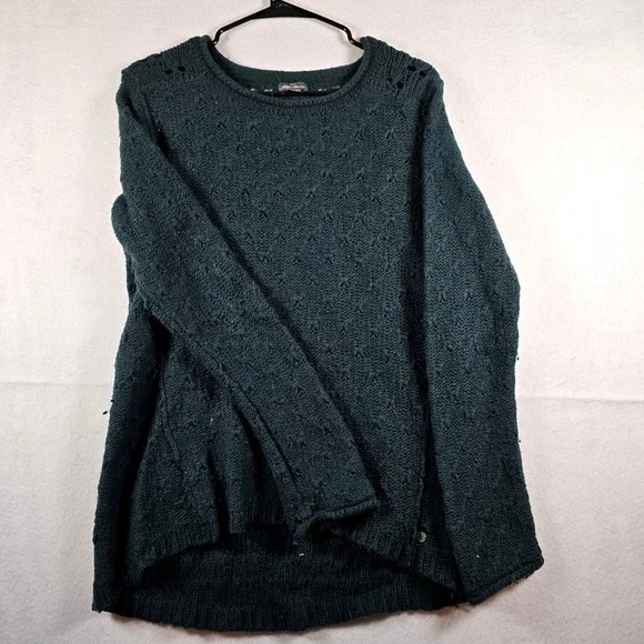 Eddie Bauer Roll Neck Sweater‎ Womens Small Green Knit Wool Camel Blend