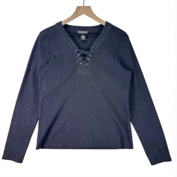 Banana Republic Grey Lace Up Corsette Sweater Long Sleeve XL