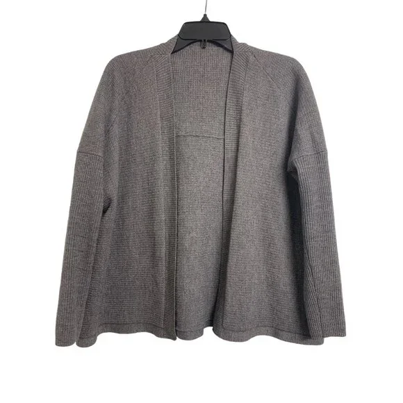 Gray Dolman Sleeve Extra Fine Merino Wool Open Front Cardigan Size‎ M