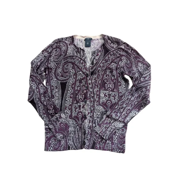 Ann Taylor Petite Paisley Cardigan XS