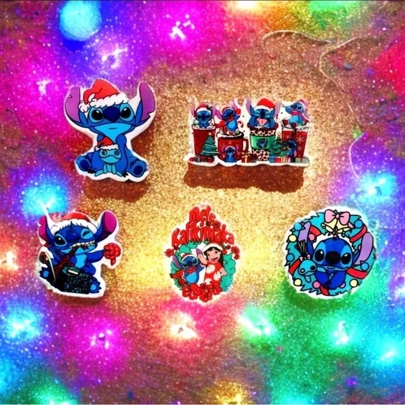Handmade Lilo & Stitch Magnets Set Of 5, Christmas Series - Mele Kalikimaka