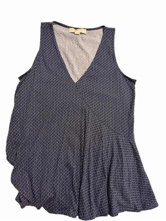 Michael Kors Navy and White Printed V-Neck Tank Top