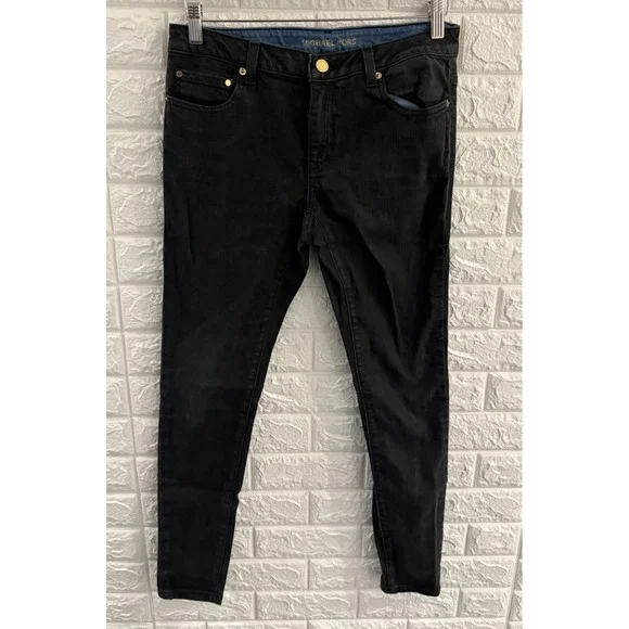 MICHAEL KORS WOMENS JEANS SIZE 6 IZZY SKINNY BLACK DENIM LOW RISE SLIM‎