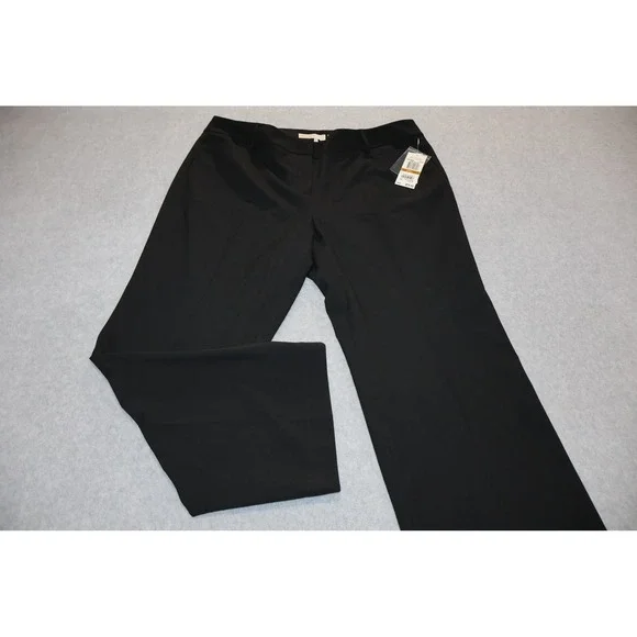 Michael Kors Grammercy Fit Pants Women 16W Black Straight Leg Dress Slacks NEW