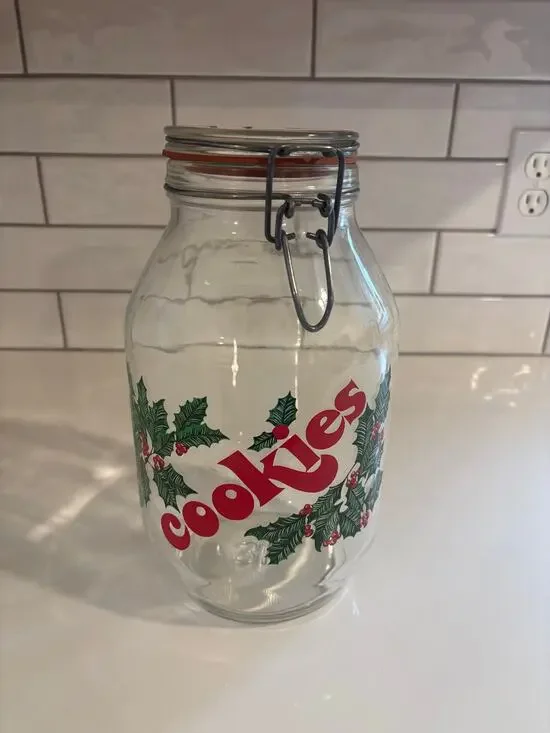 Vintage Christmas Cookie Jar with Holly