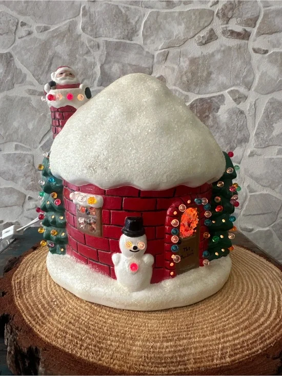 Vintage Hand Painted Ceramic Christmas Igloo
