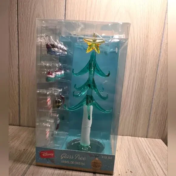 Disney Lelo And Stitch Glass Christmas Tree Light Up Table Top Holiday Decor