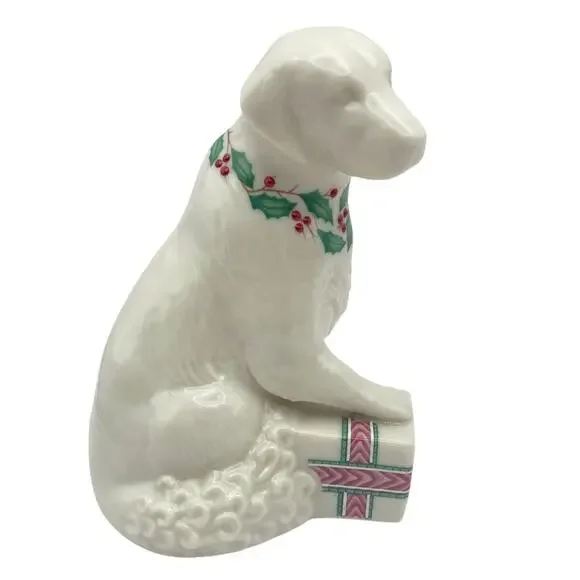 1992 Lenox Jewels Annual Holiday Labrador Retriever Dog with Present Figurine