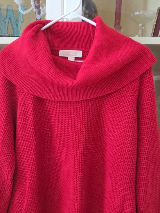 Michael Kors Bright Red Cowl-Neck Knit Sweater