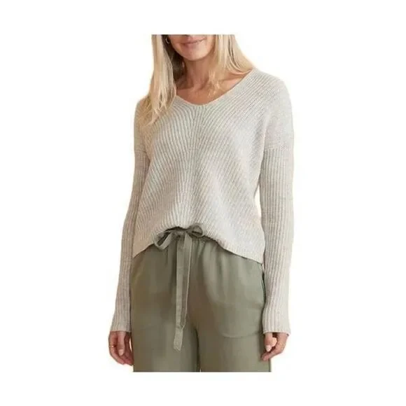 Marine Layer‎ Sweater Elisa V neck Cream Oatmeal Large