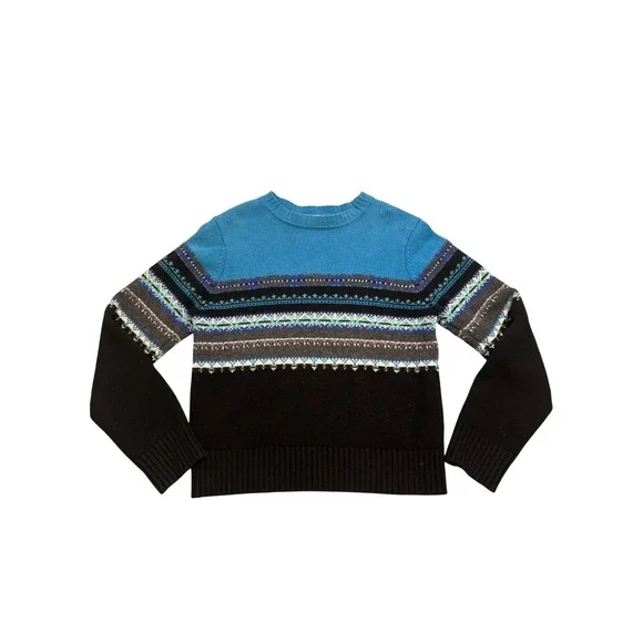 VTG St. John's Bay Sweater Woman's Size M Lambswool Blend Fair Isle Knit Classic