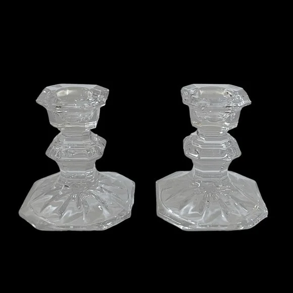 Mikasa Edinburgh Crystal Candlesticks Set of 2 Art Deco Slovenia 3