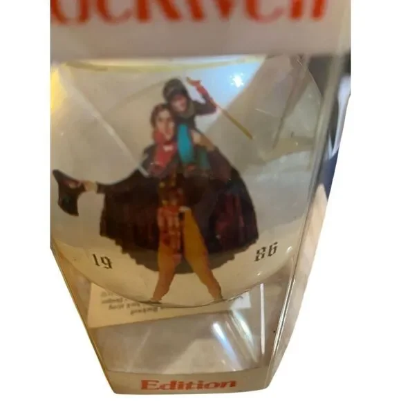 Vintage Norman Rockwell, 1986 Tiny Tim Christmas glass ornament inbox