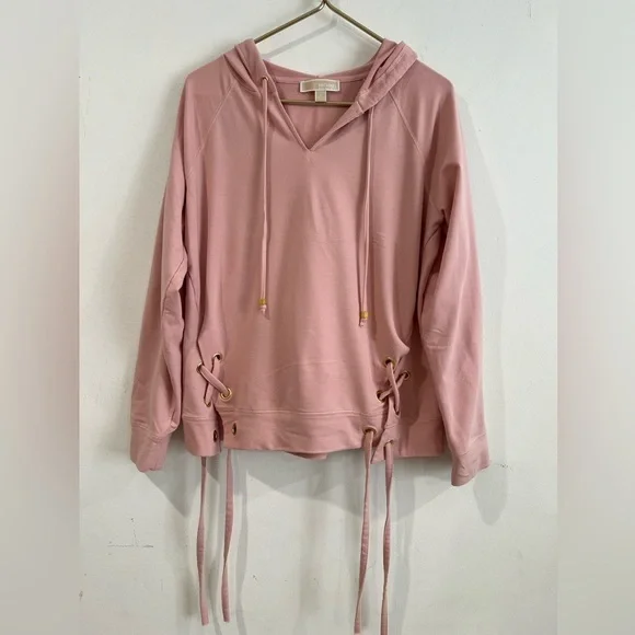 MICHAEL KORS pale pink drawstring hoodie size L