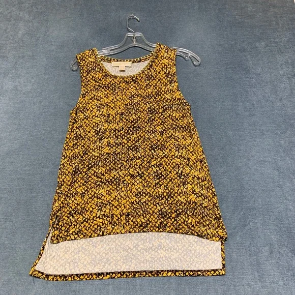 Michael Kors Blouse Top Women Small Yellow Black Snake Print Gold Chain Neckline
