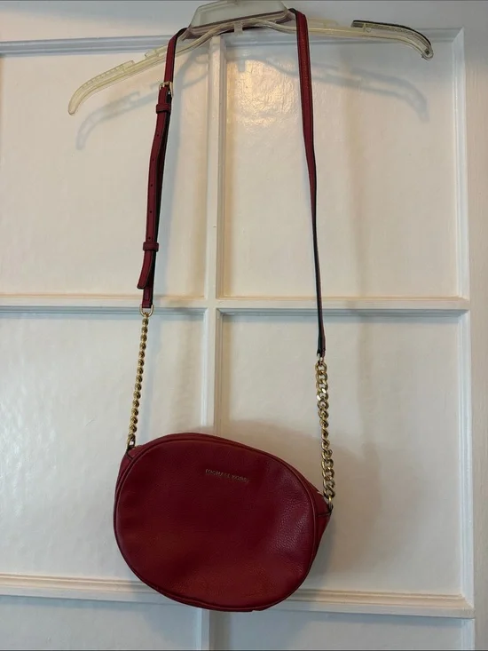 Michael Kors Burgundy Leather Crossbody with Gold Chain
