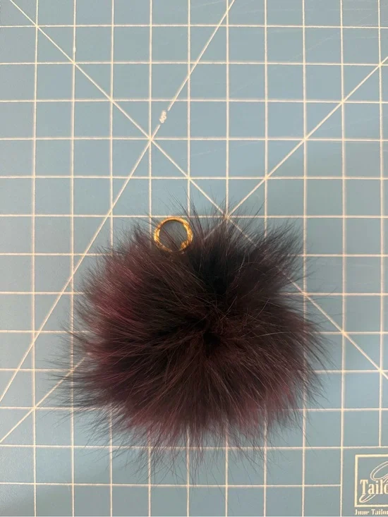 Michael Kors Fox Fur Key Chain- Deep Plum