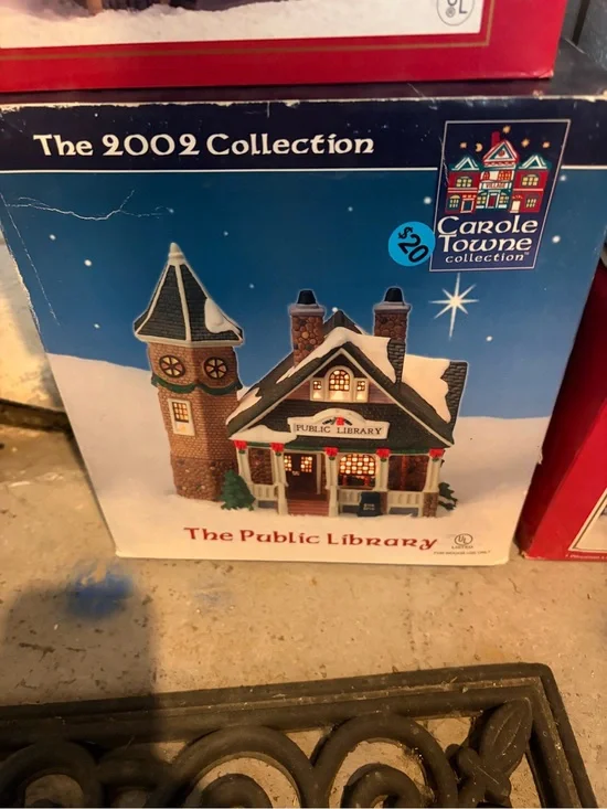 Carole Towne Collection 'The Public Library' Holiday Village Box - Blue/White
