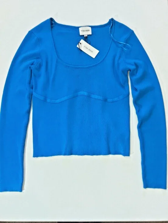 NWT Pink Rose‎ Cropped Sweater Womens XL Taurus Teal Y2K Academia