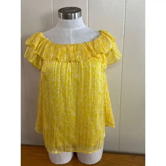 Michael‎ Kors Top Women's Petite Small Off Shoulder Floral NWT