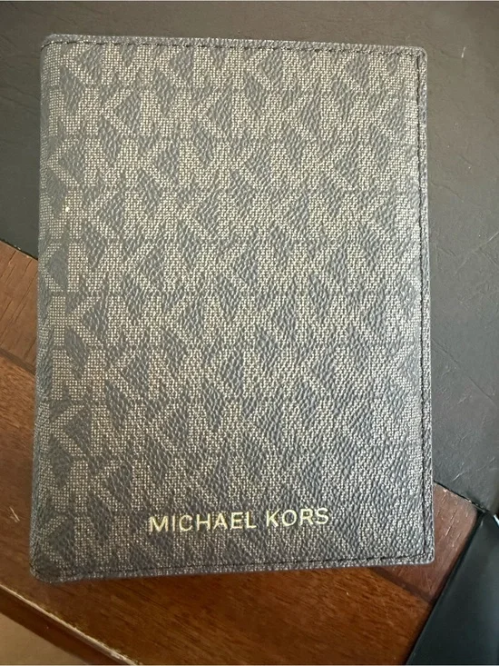 Michael Kors Men's Brown MK Logo Passport Holder