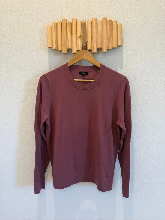 Quince Lightweight Crewneck in Mauve Cotton Cashmere