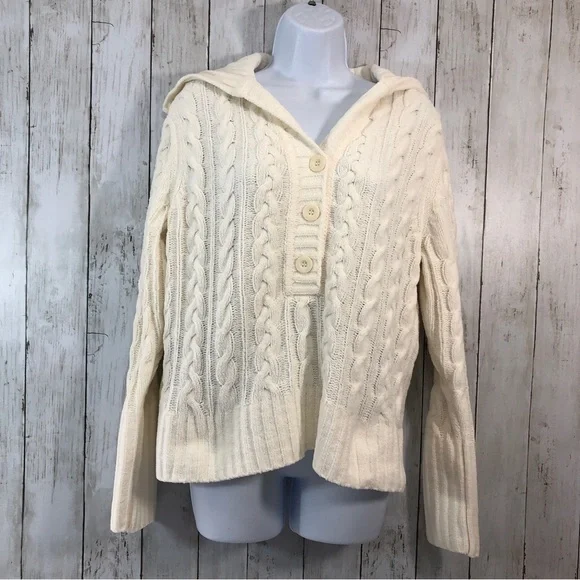 Sonoma Cable Knit Button Petite Pull Over Sweater PXL