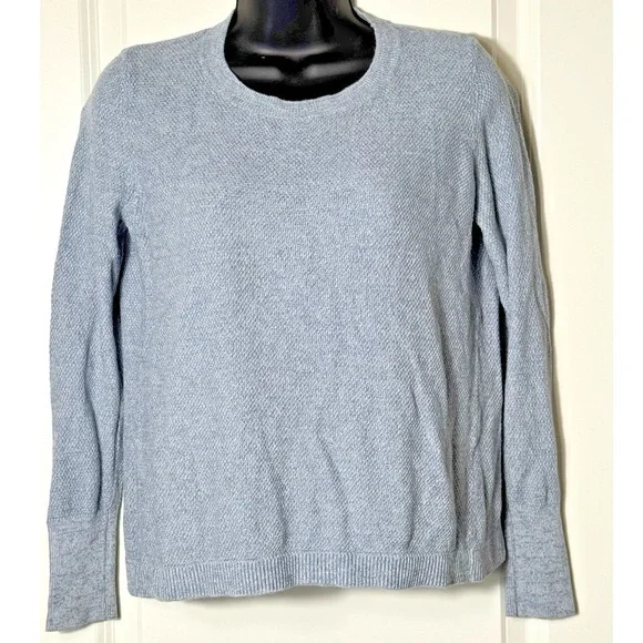 Banana Republic Light Blue Textured Knit‎ Split Back Sweater Womens Size S