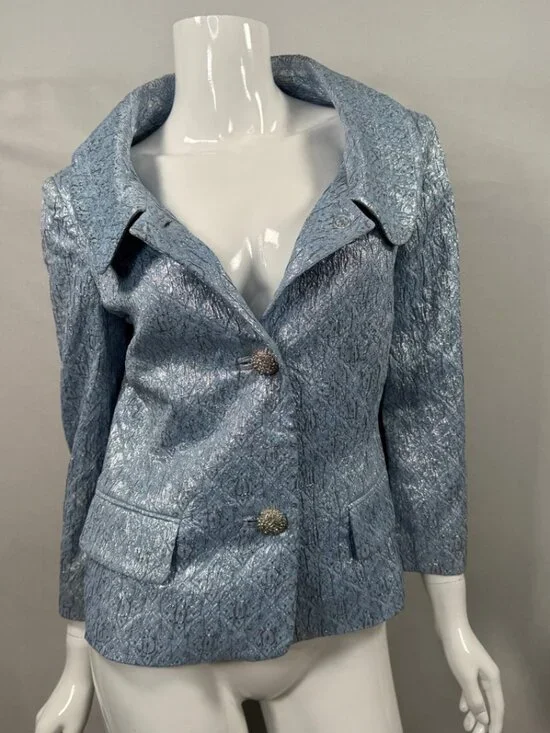 Michael Kors Women's Made in Italy Fashion Blazer Jacket Blue Size 8