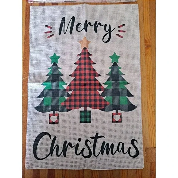 NEW Home & Garden 1pc Double‎ Sided Merry Christmas Trees Garden Flag 12x18