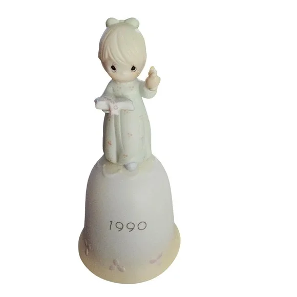 Precious Moments 1990 Once Upon A Holy Night Bell Figurine 523828 Enesco Vintage