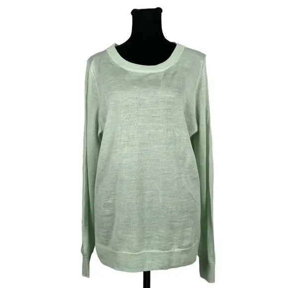 J.Crew Factory NWOT Merino Wool Blend Mint Green Knit Crew Sweater -‎ Women’s L