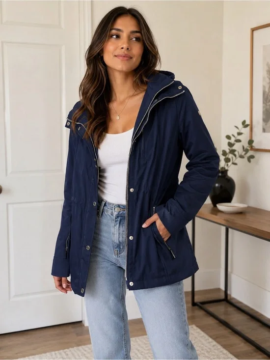 Michael Kors Women’s Navy Hooded Rain Jacket XS