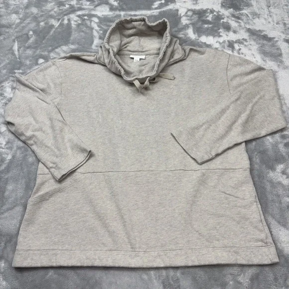 Pure Jill Sweater Dress Womens M Beige Soft Touch Cotton Turtleneck Long Sleeve