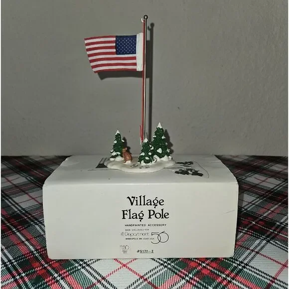 Department 56 Flag Pole Handpainted Village Accessory Decor