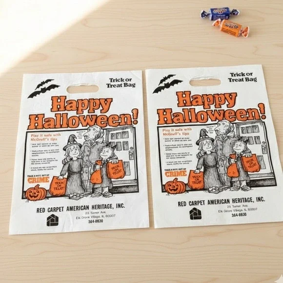 VTG 90s Halloween Trick or Treat Bags‎ Lot 2 Pc McGruff Crime Dog Heritage