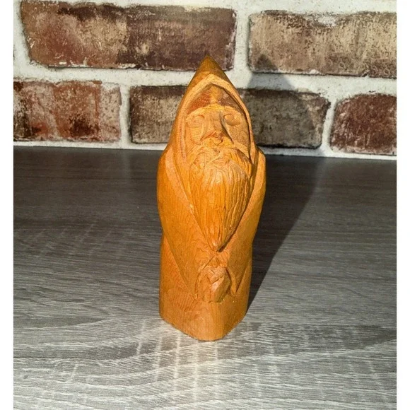 Vtg Hand Carved Wooden Santa Claus Christmas Oldman Rustic Primative Signed