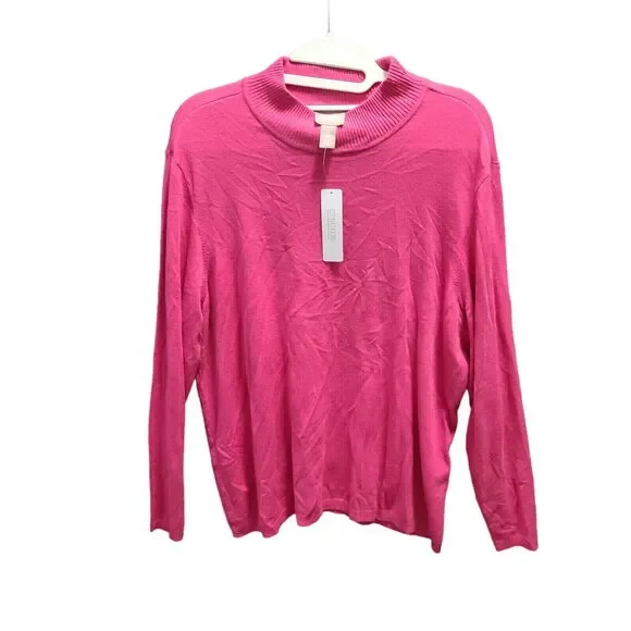 Chico's Womens Sweater Pink Size 3 Rayon/Nylon Pullover Long Sleeve NWT